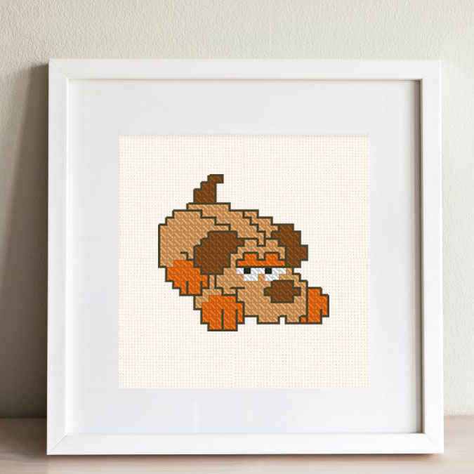 The free cross-stitch pattern "Little dog" for beginners.