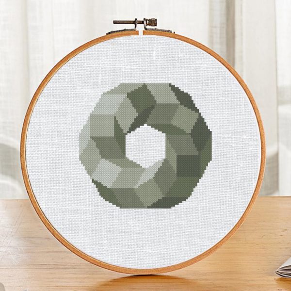 Easy Cross Stitch Pattern "Grey Geometric Circle" Modern