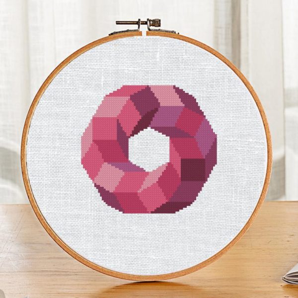 Easy Cross Stitch Pattern "Pink Geometric Circle" Modern