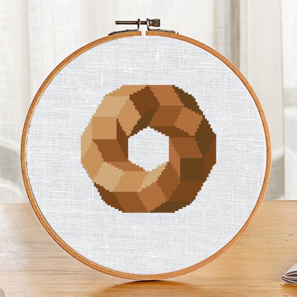 Easy Cross Stitch Pattern "Brown Geometric Circle" Modern
