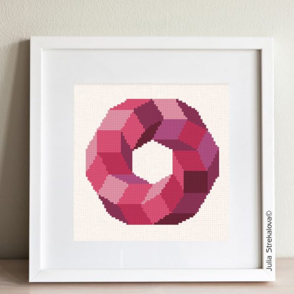 The cross-stitch pattern "Pink Geometric Circle" in modern style.