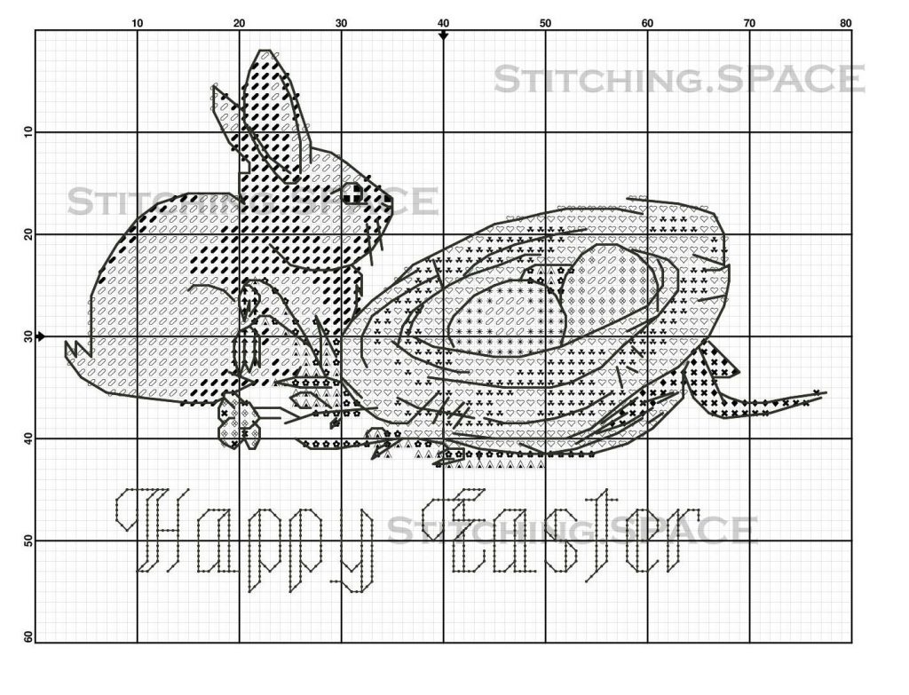 "Rabbit Happy Easter" new free cross stitch pattern.