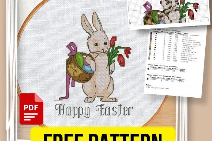 “Easter Bunny John” – free cross stitch pattern