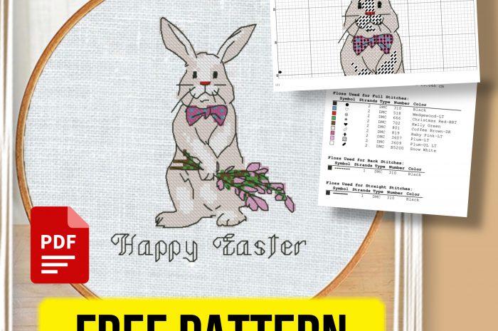 “Easter Bunny David” – free cross stitch pattern