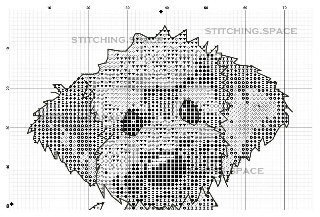 The free printable cross-stitch pattern "Dog Blue Pendant" in modern style.