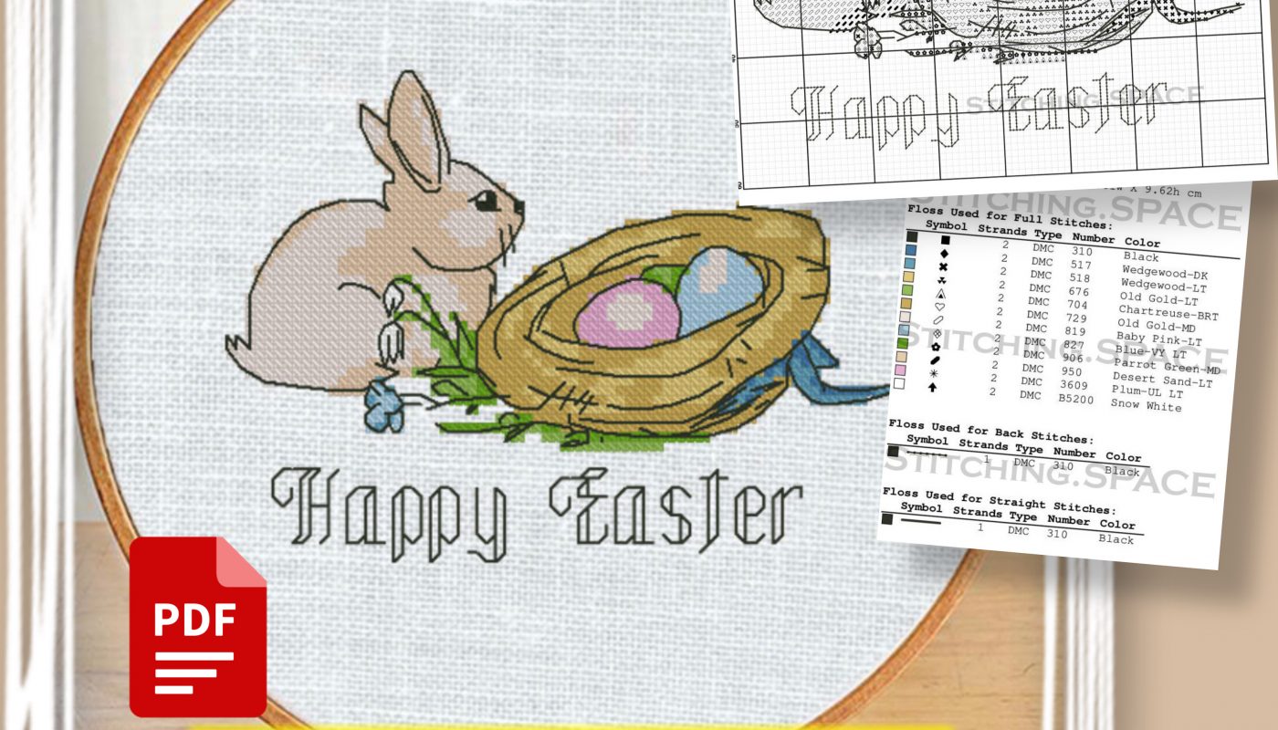 Free cross-stitch pattern "Happy Easter Bunny" modern style
