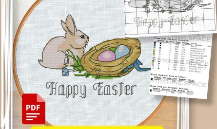 Free cross-stitch pattern "Happy Easter Bunny" modern style