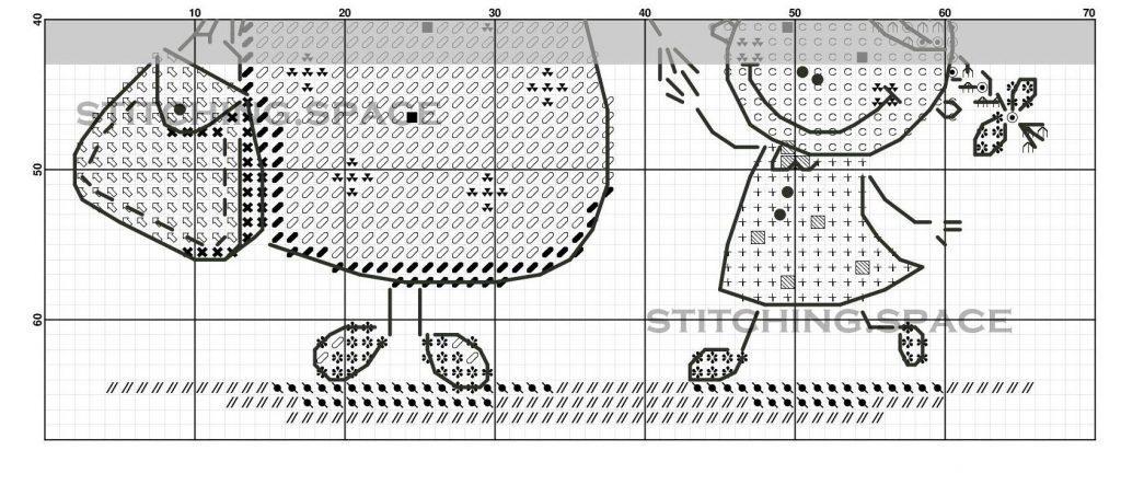 The free printable pdf cross-stitch pattern "Grandma" in modern style.