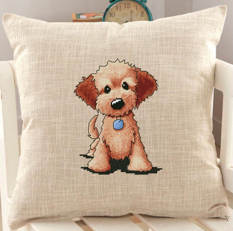 The free printable cross-stitch pattern "Dog Blue Pendant" in modern style.