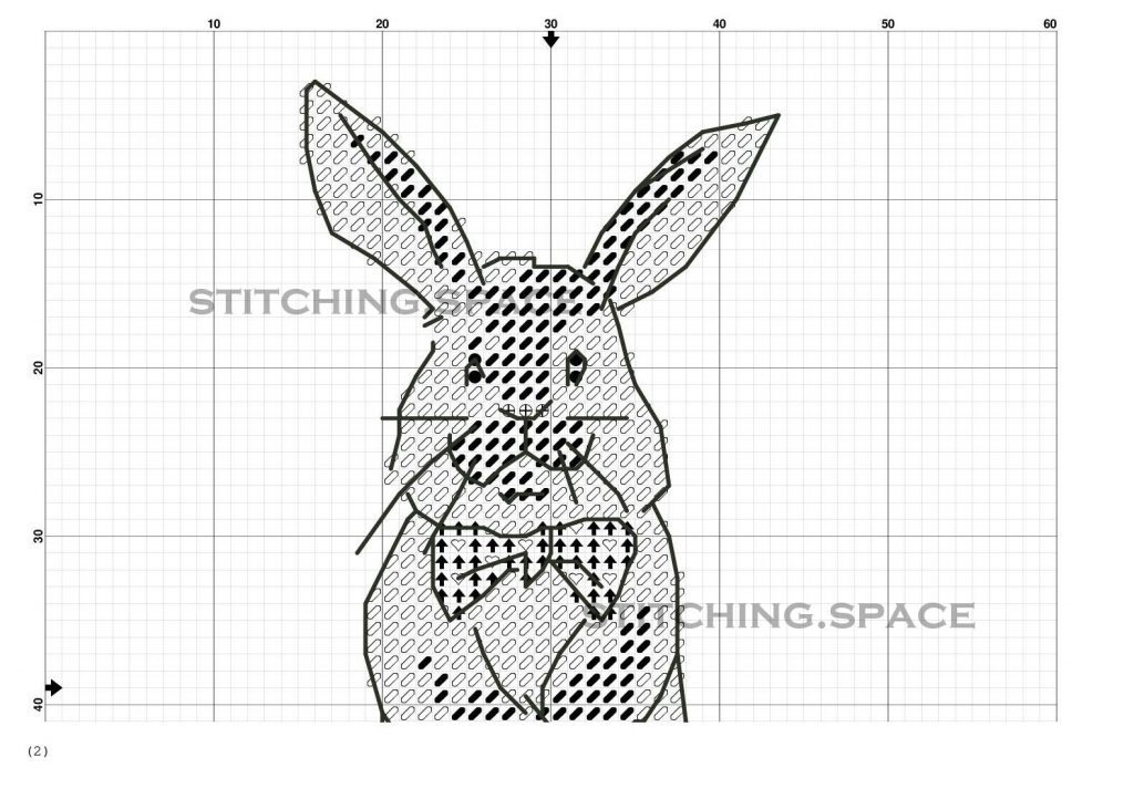 The free printable pdf cross-stitch pattern "Easter Bunny David" in modern style.