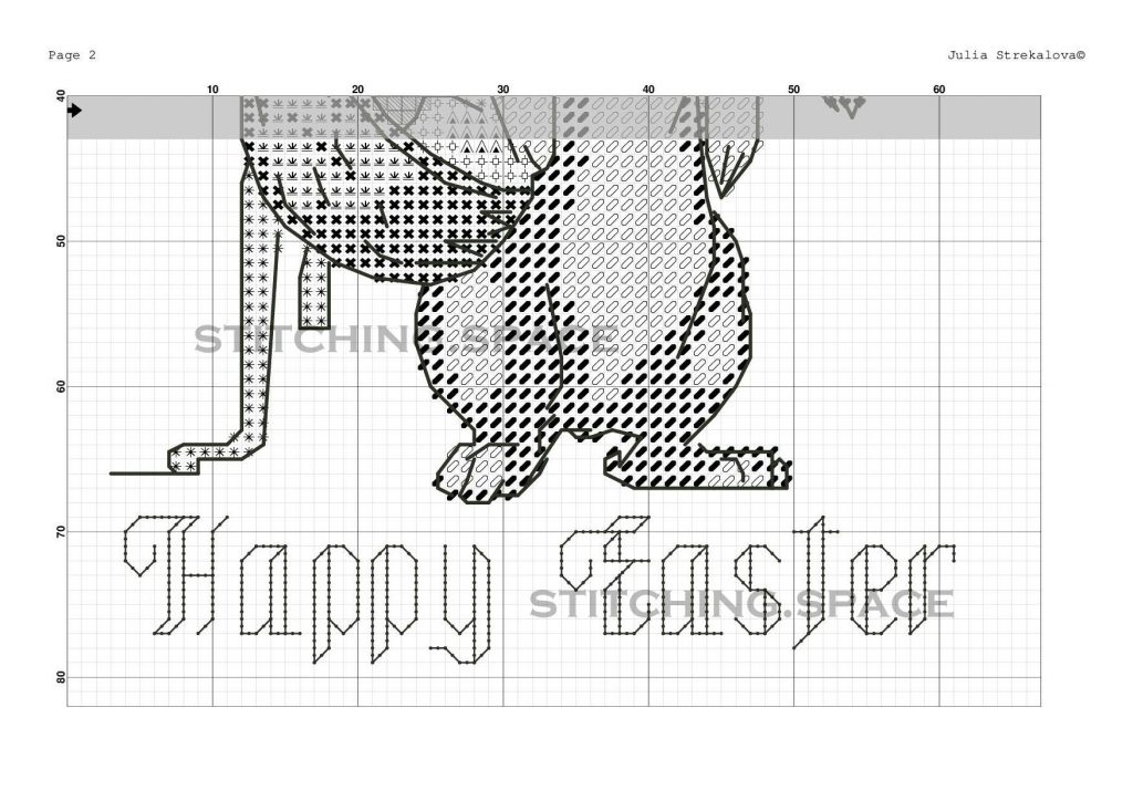 The free printable pdf cross-stitch pattern "Easter Bunny John" in modern style.