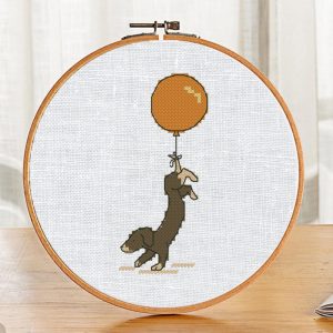 The free printable small and easy cross-stitch pattern with pretty "Little Brown Dog" in modern style.