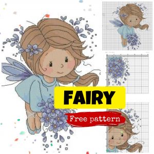 Free Cross Stitch Pattern with Cute Little Fairy