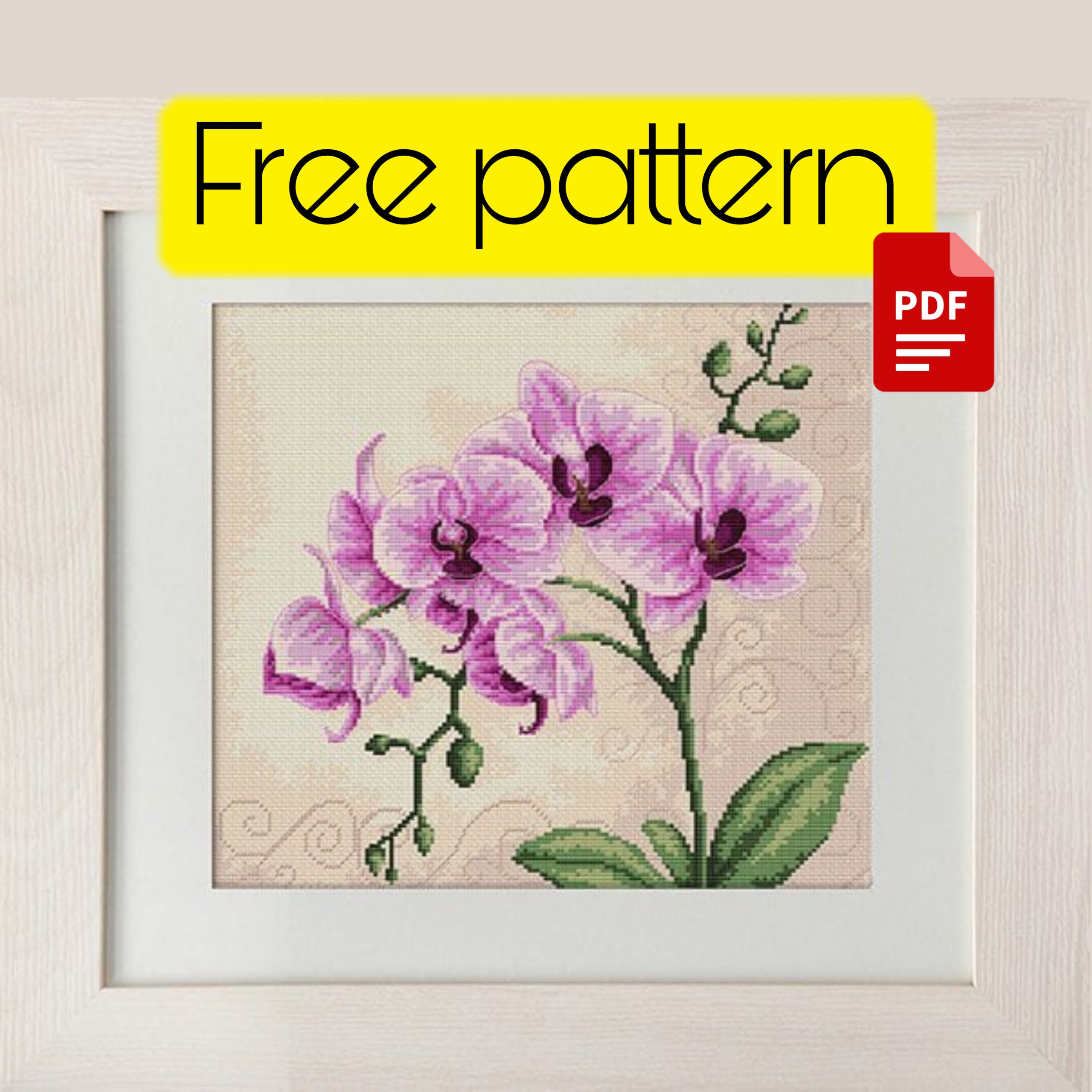 Free cross stitch pattern with orchid