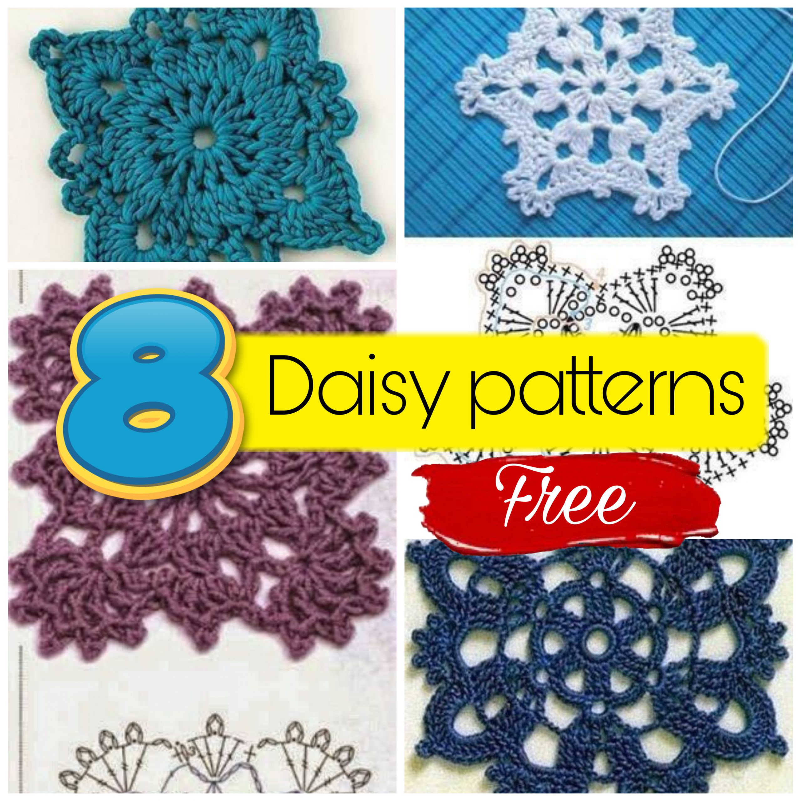 8 free crochet daisy patterns with samples