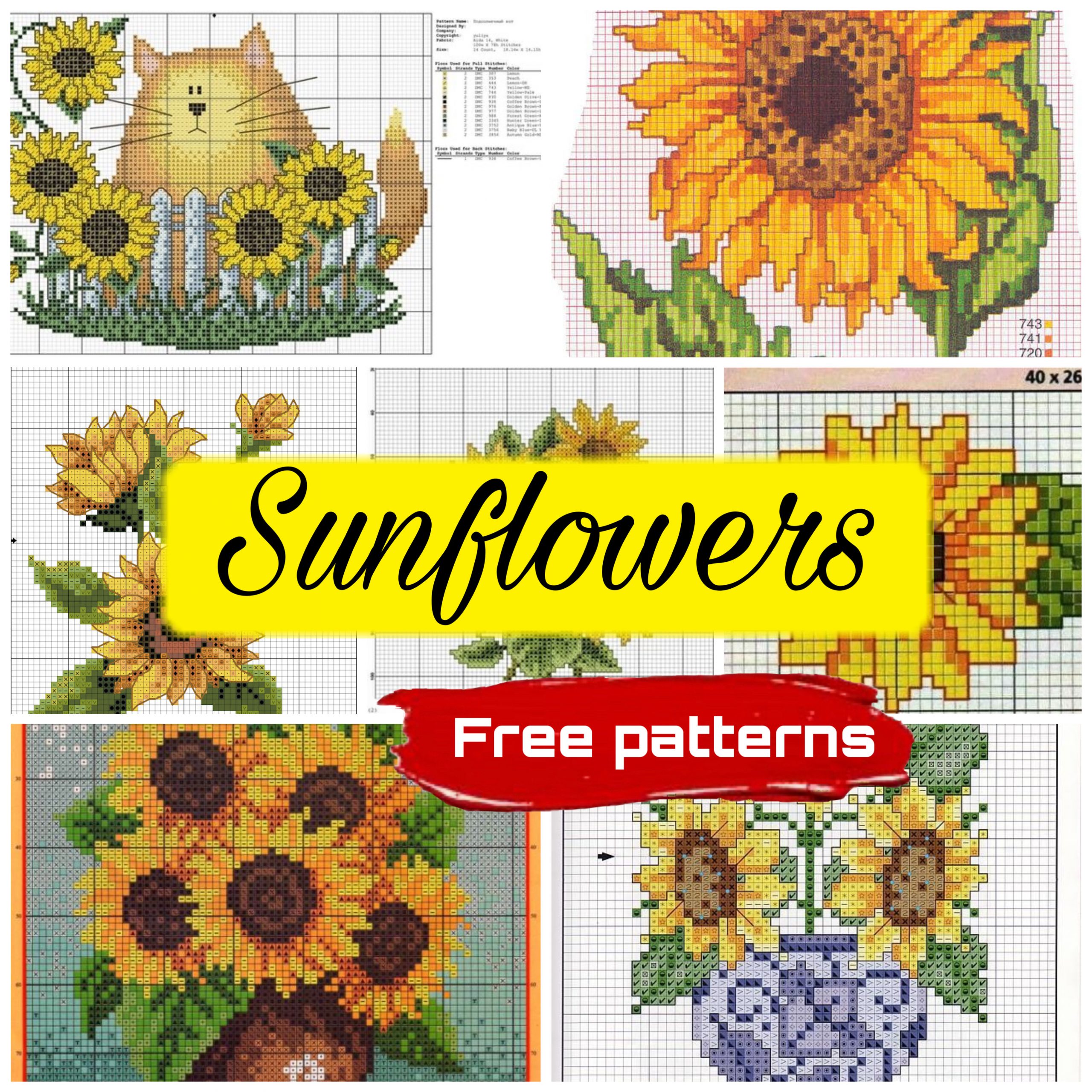 Sunflower Cross Stitch Pattern PDF Summer Cross Stitch Bouquet Instant 
