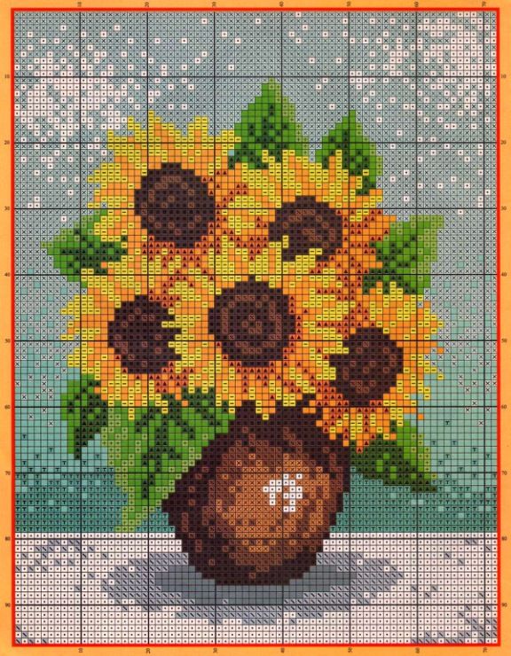 12 free cross stitch patterns with sunflowers