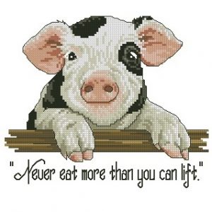 Free cross stitch pattern with funny little pig