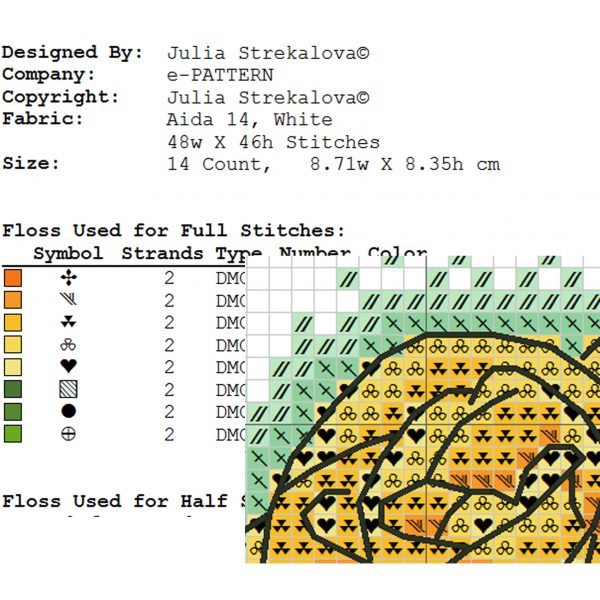 Cross Stitch Printable Pattern PDF with Rose Flowers Small