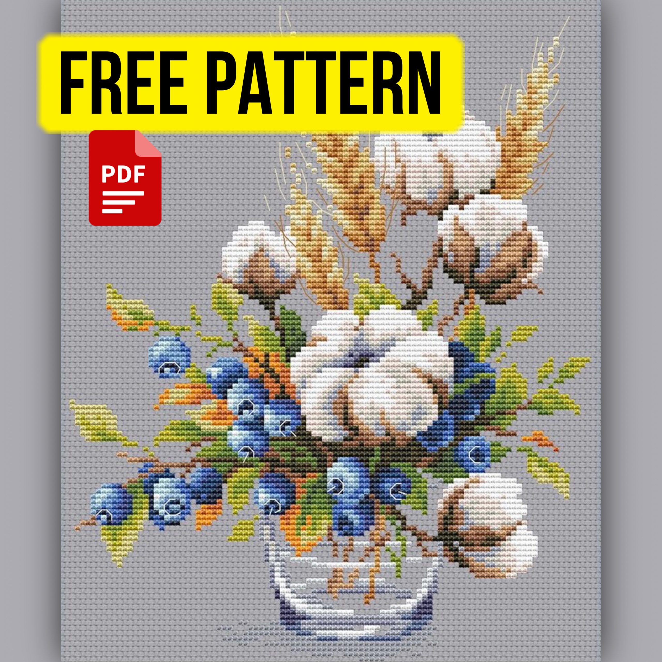“Cotton and blueberries” – free cross stitch pattern