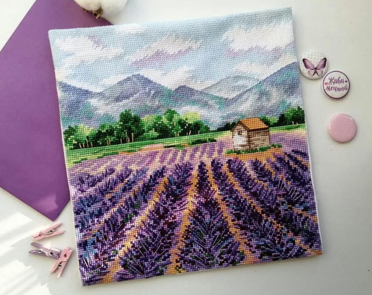 "Provence" Cross Stitch Starter Kit Landscape Nature Lavender