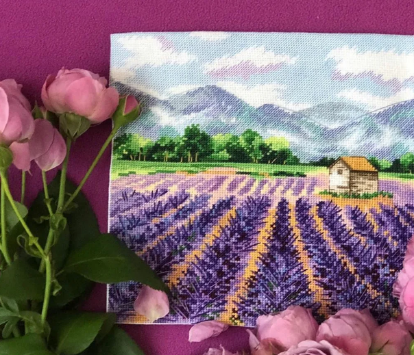 "Provence" Cross Stitch Starter Kit Landscape Nature Lavender