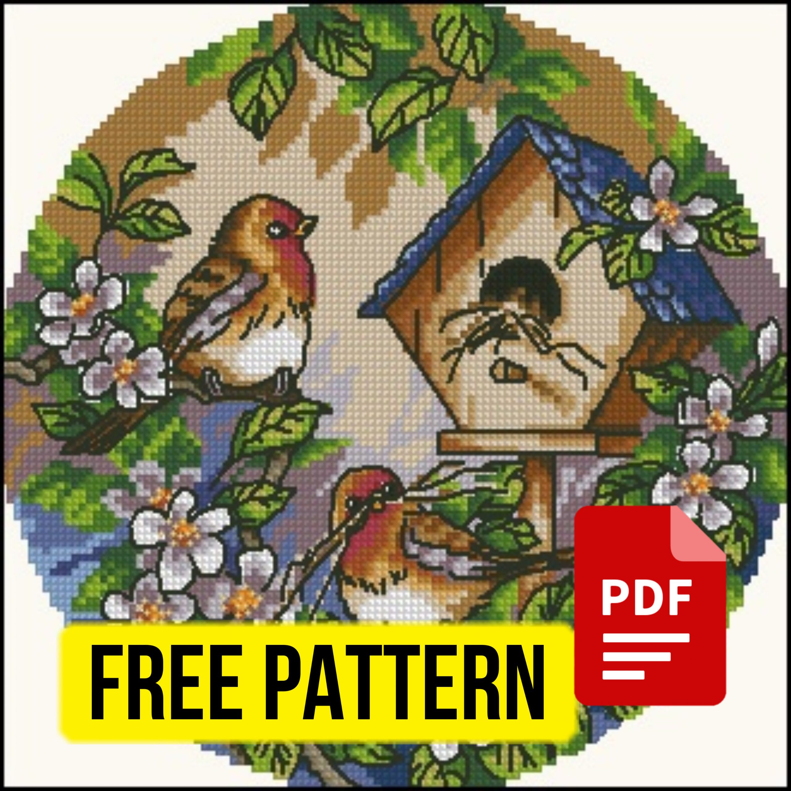 "Little birds" Small Printable Cross Stitch Pattern PDF XSD