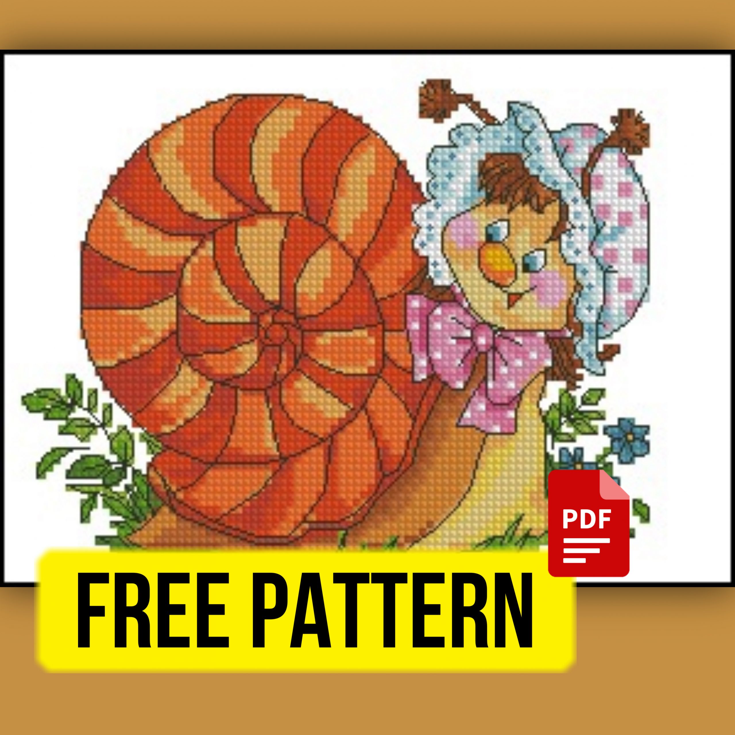 "Cute Snail" - Free Cross Stitch Pattern PDF XSD Printable