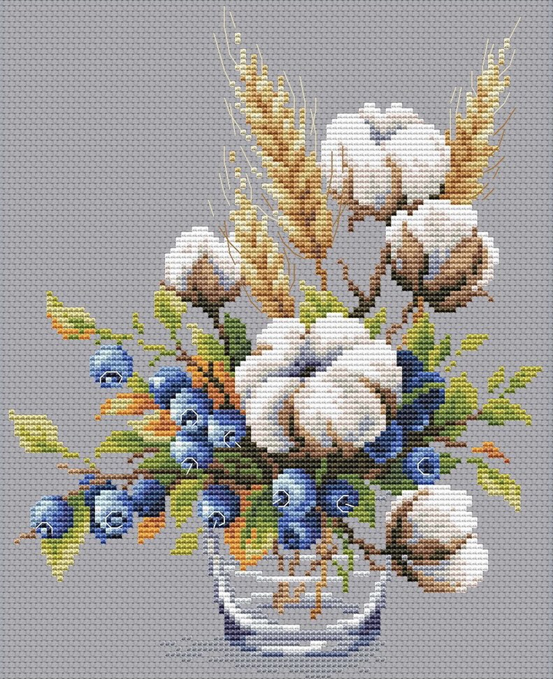 "Cotton and blueberries" - FREE Cross Stitch PDF Pattern