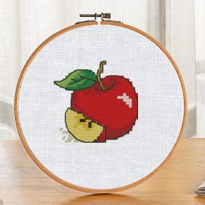 "Read apple" Small Cross Stitch Pattern PDF for Beginners