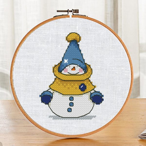 Christmas New Year Cross Stitch Pattern with Snowman PDF