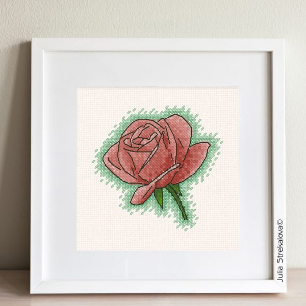 Cross Stitch Pattern with Flowers "Single Rose" Printable