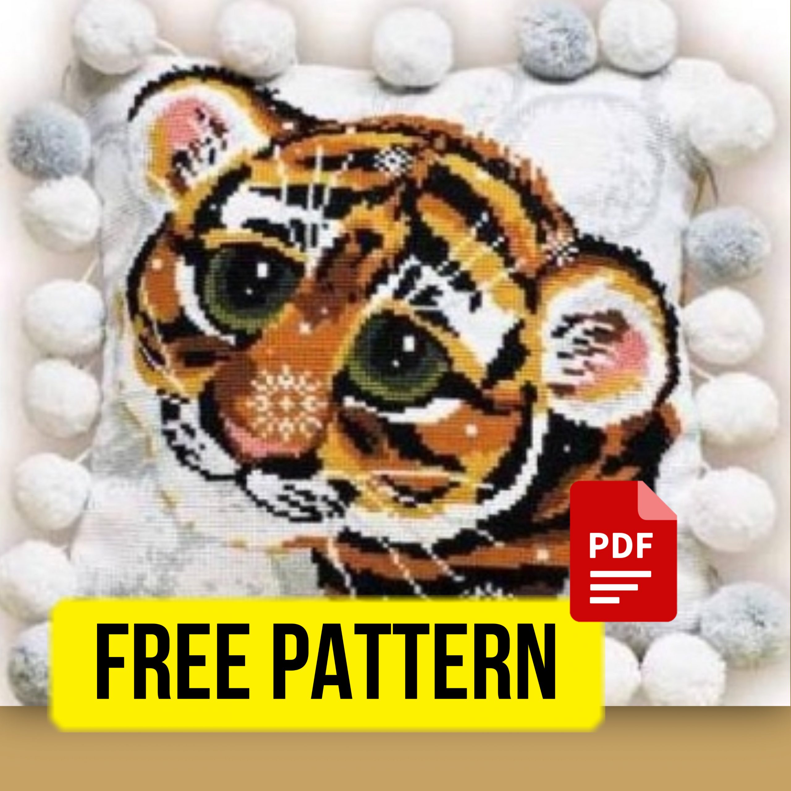 "Tiger Cub" - Free Cross Stitch Pattern Symbol 2022 PDF