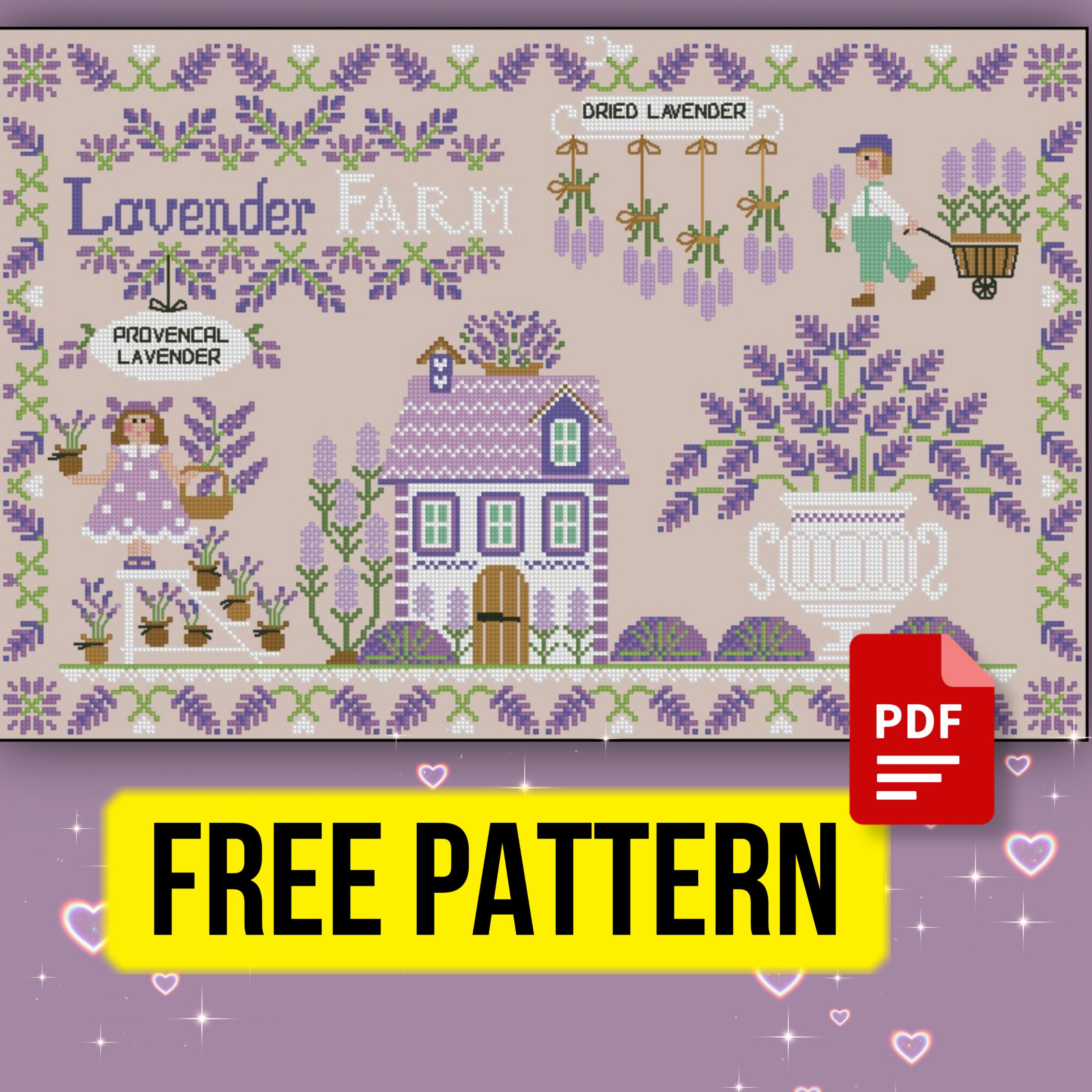 “Lavender Farm” – free cross stitch pattern