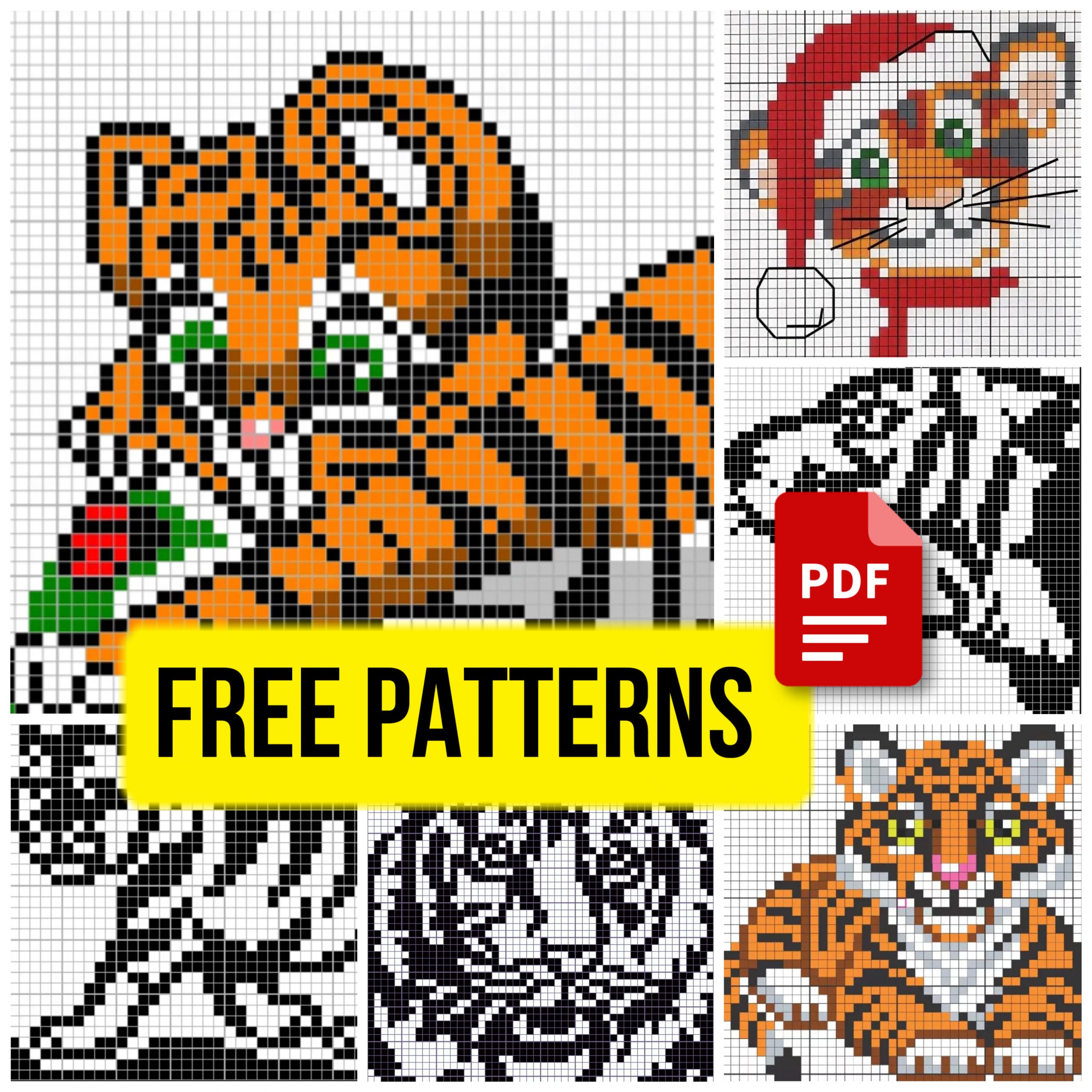 Small and easy cross stitch patterns with tigers 2022