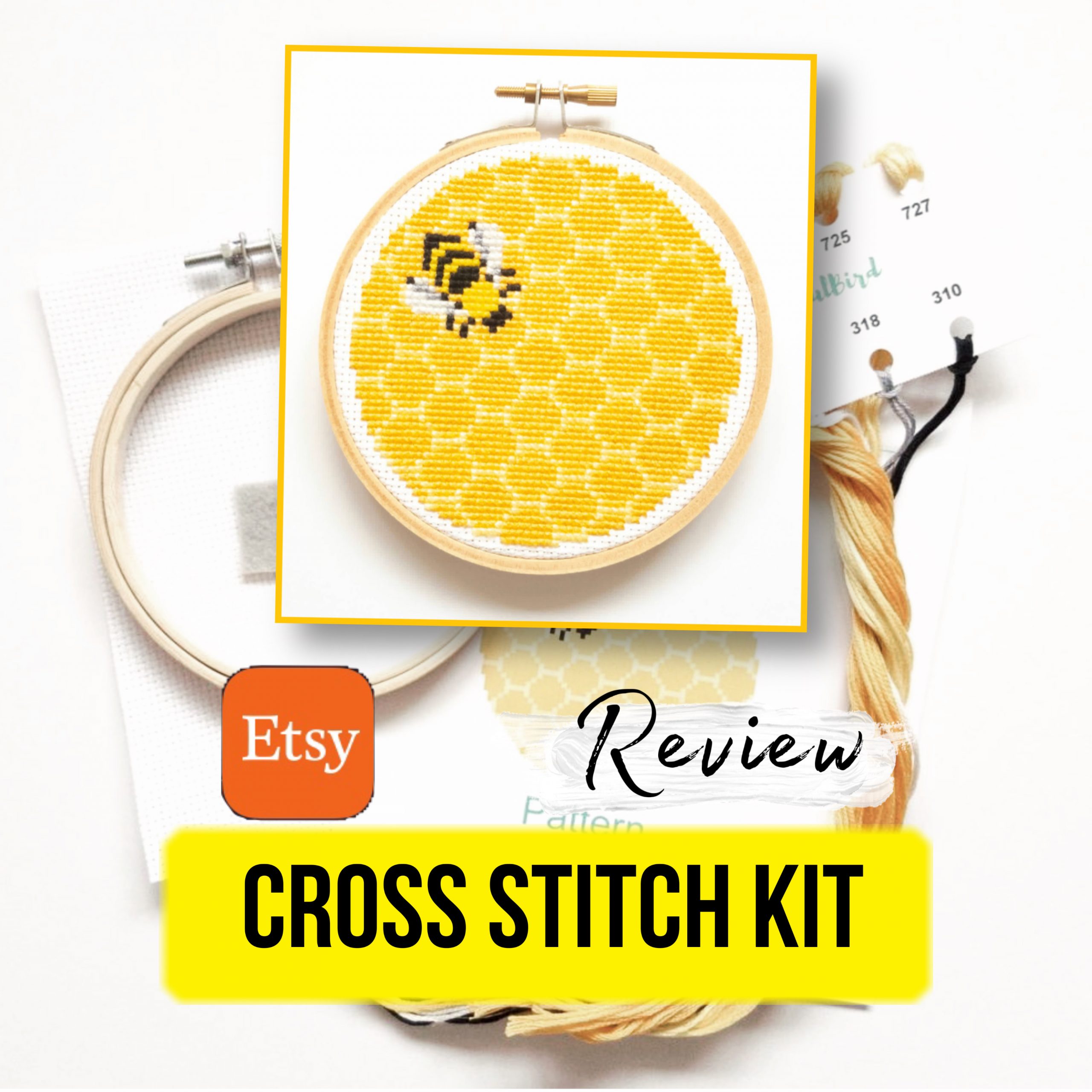 “Honey bee” – cross stitch kit on Etsy. Review.