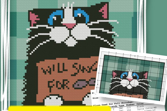 “Funny Cat” – free cross stitch pattern