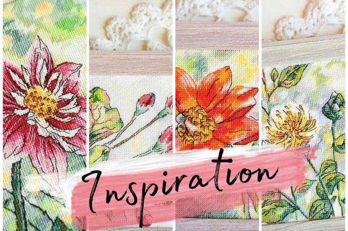 4 gorgeous cross stitched objects with flowers for inspiration