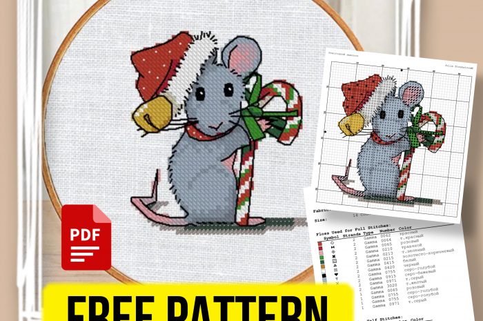 “Christmas mouse” – free cross stitch pattern