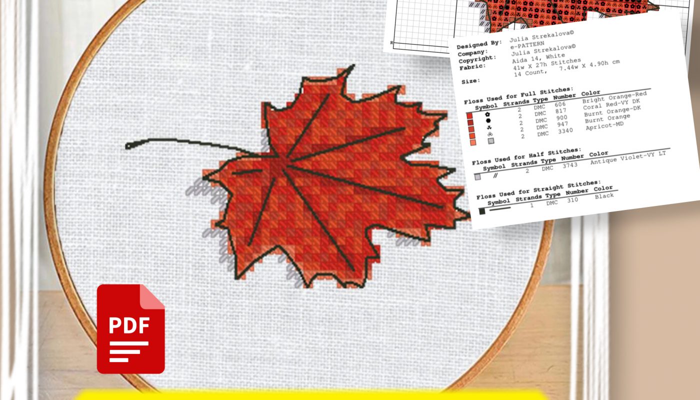 “Maple Leaf” - Free Autumn Cross Stitch Pattern Nature