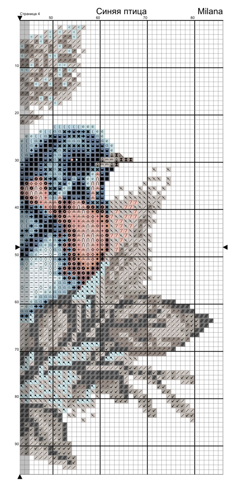 “Blue Bird” - Absolutely Free Printable Cross Stitch Pattern