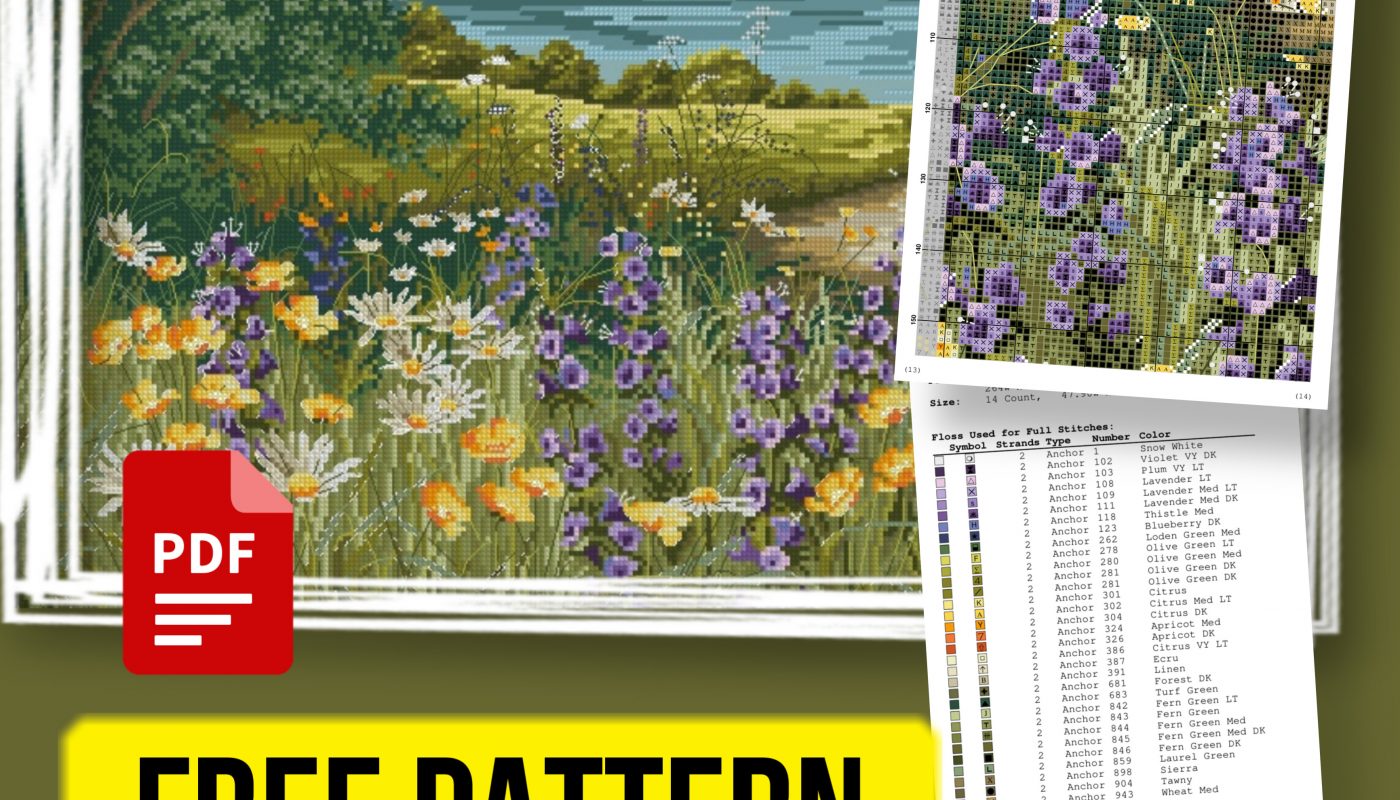 Lavender Field - Absolutely Free Cross Stitch Pattern Large