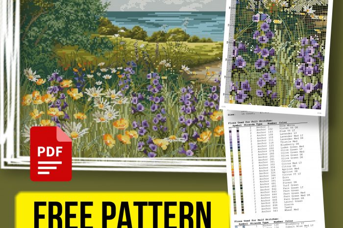 “Lavender field” – free cross stitch pattern