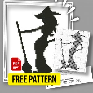 “Witch Halloween Silhouette” - Free Cross Stitch Pattern PDF