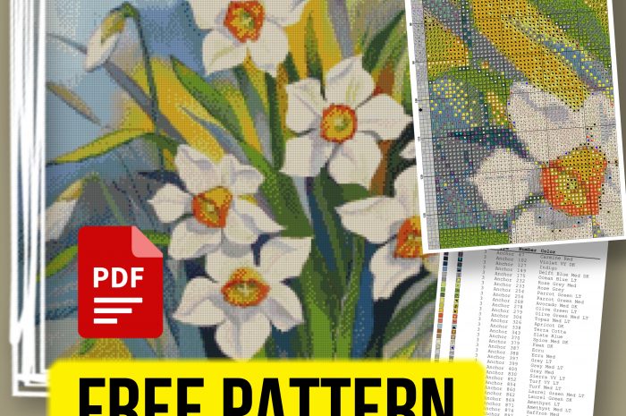 “White Flowers” – free cross stitch pattern
