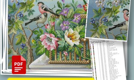 “Flower Basket” - Free Cross Stitch Pattern Nature Large