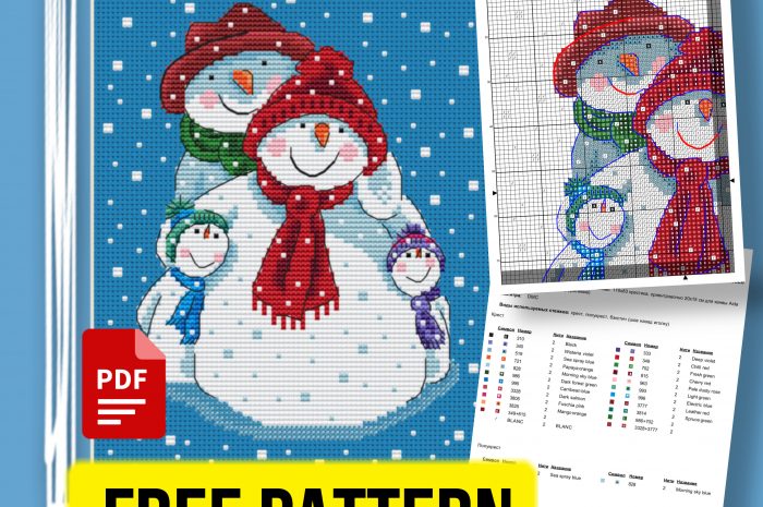 “Snowmen Family” – free cross stitch pattern