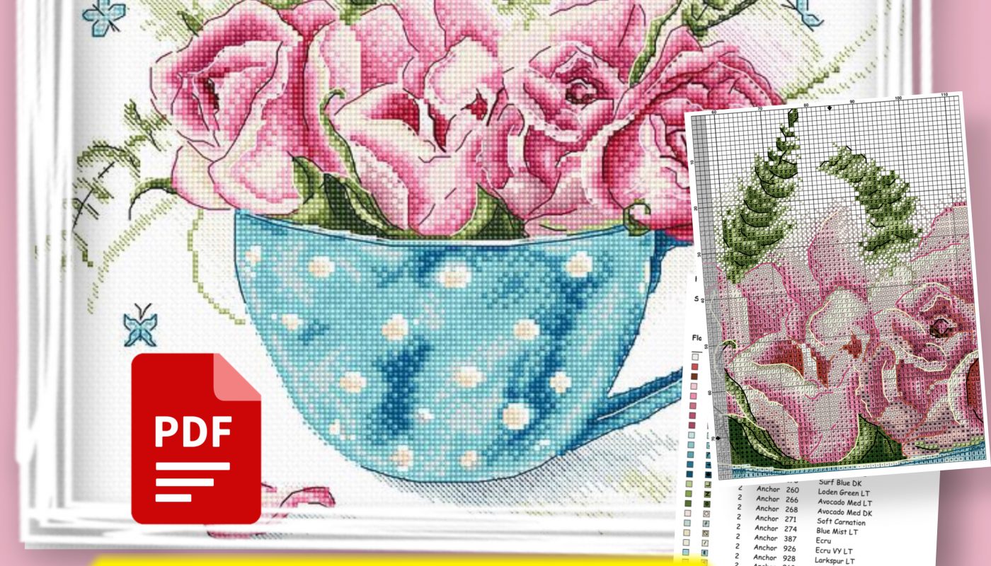 “Bouquet of Roses” - Free Cross Stitch Pattern Flowers