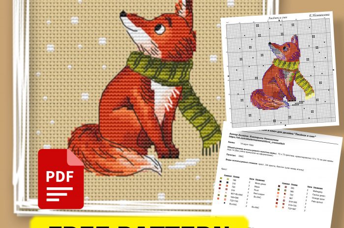 “Winter fox” – free cross stitch pattern