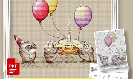 “Owls Birthday” - Small Free Cross Stitch Pattern Animals